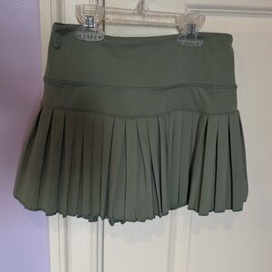 Elegant Olive Pleated Mini Skirt